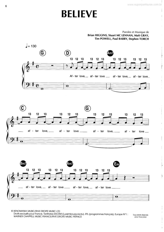 Partitura da música Believe v.6