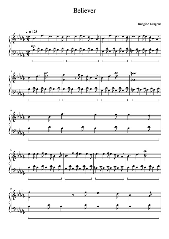 Partitura da música Believer