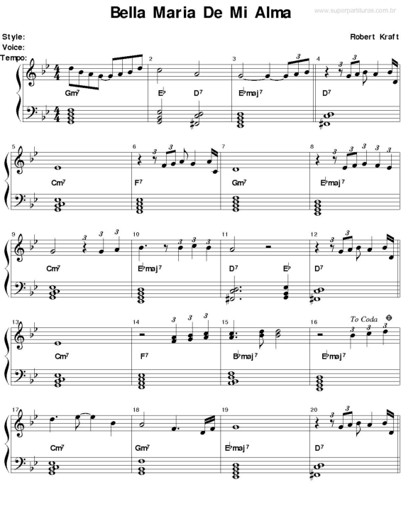 Partitura da música Bella Maria de Mi Alma