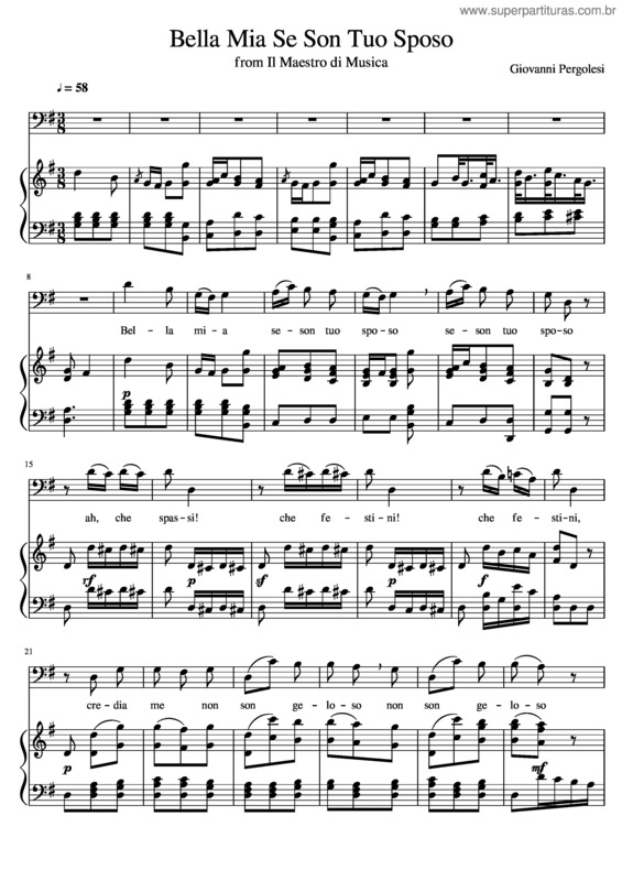 Partitura da música Bella Mia Se Son Tuo Sposo