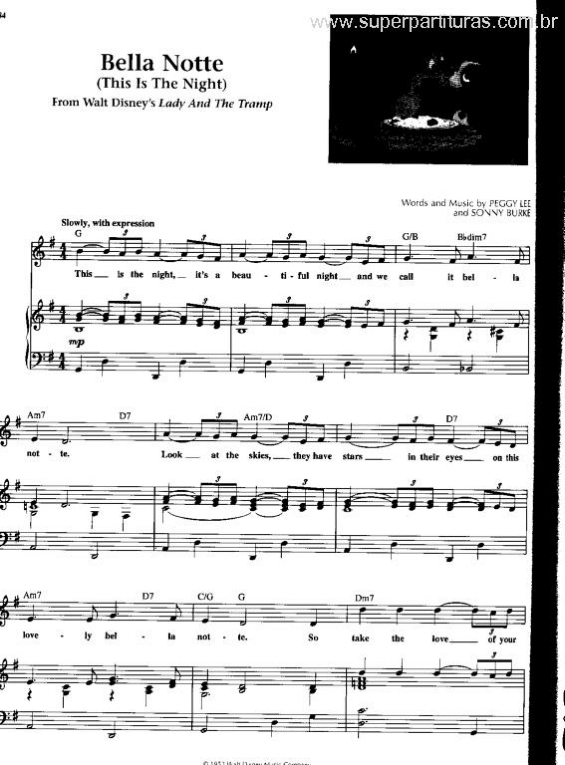 Partitura da música Bella Notte (This Is The Night) (A Dama E O Vagabundo)