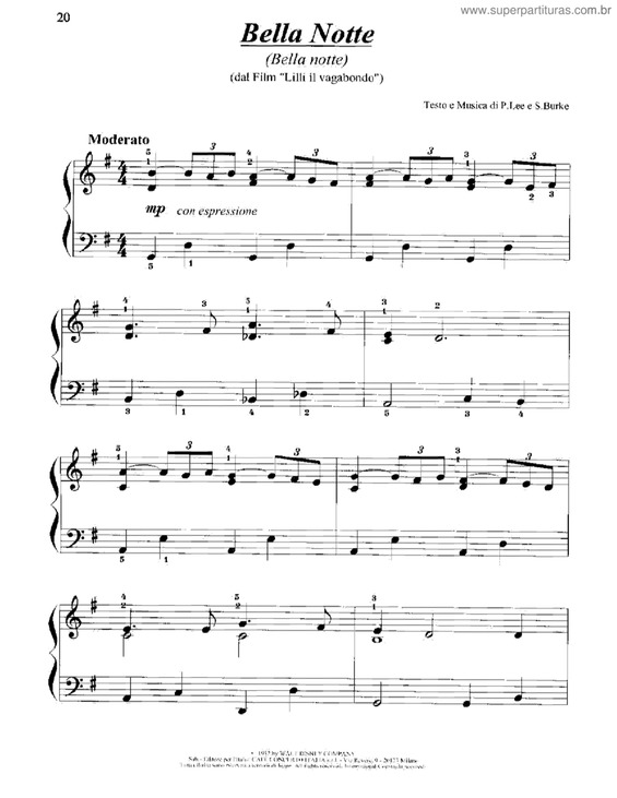 Partitura da música Bella Notte v.2