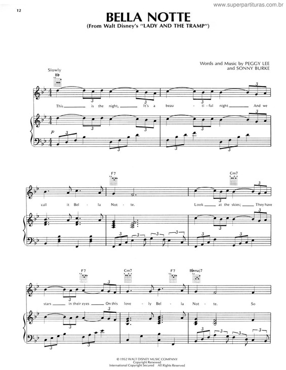 Partitura da música Bella Notte v.3