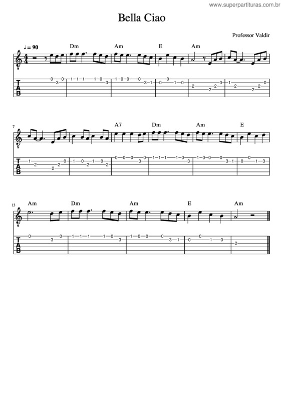Partitura da música Bella_Ciao
