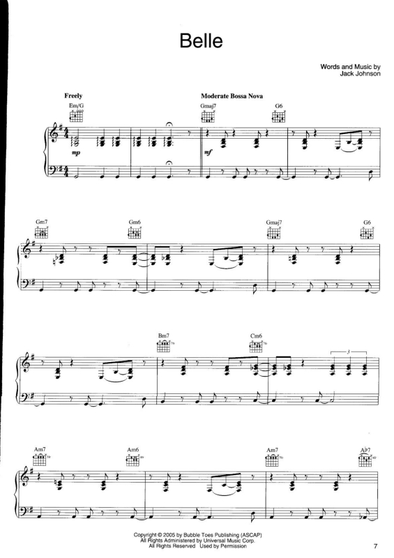 Partitura da música Belle