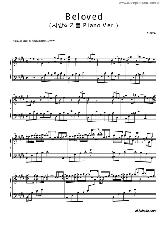 Partitura da música Beloved v.2