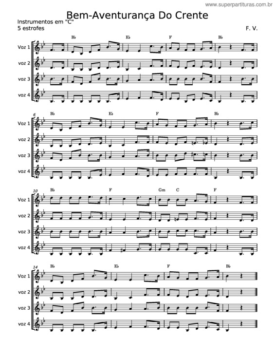 Partitura da música Bem-Aventurança Do Crente v.3