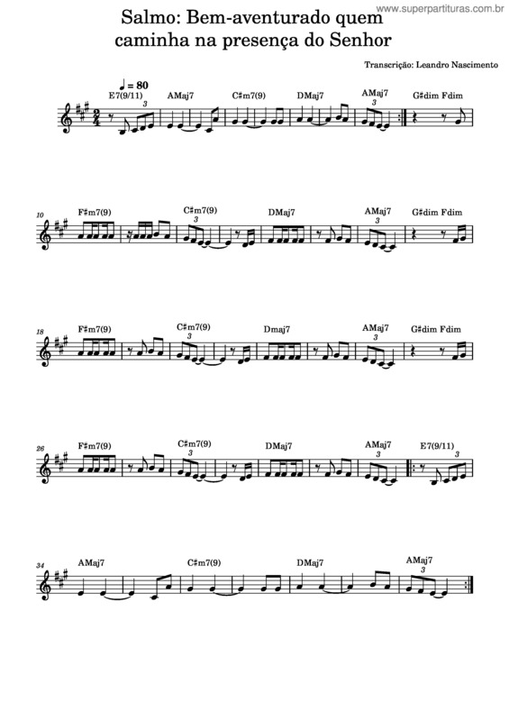 Partitura da música Bem Aventuras Os Que Caminham Na Presença Do Senhor