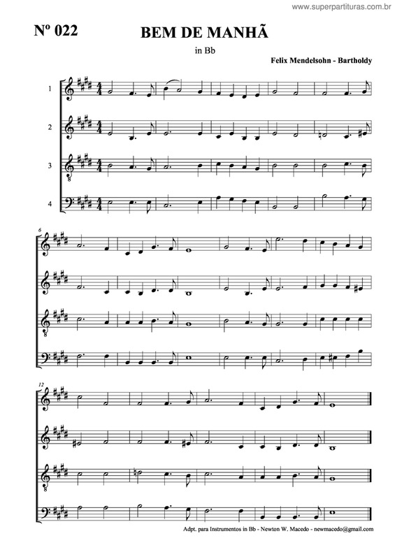 Partitura da música Bem De Manhã v.3