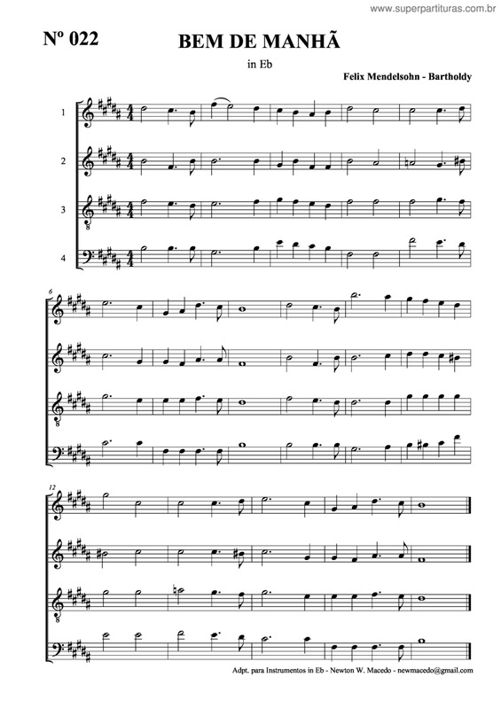 Partitura da música Bem De Manhã v.4