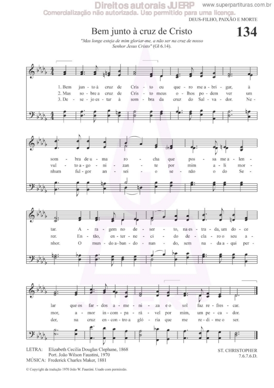 Partitura da música Bem Junto À Cruz De Cristo - 134 v.2