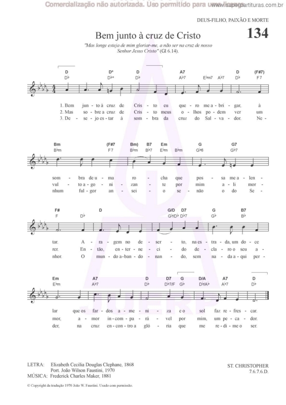 Partitura da música Bem Junto À Cruz De Cristo - 134