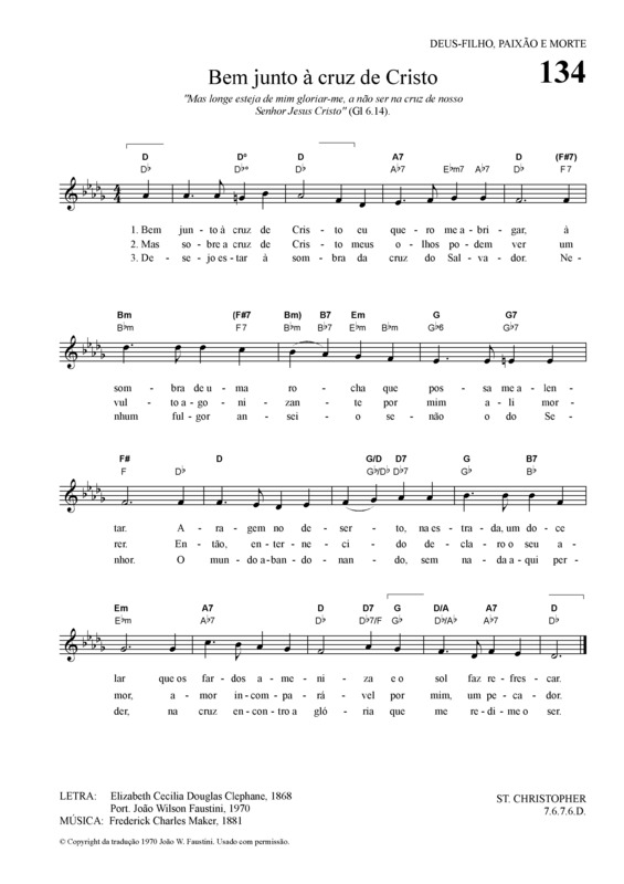 Partitura da música Bem Junto à Cruz De Cristo