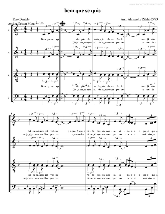 Partitura da música Bem que se Quis v.3