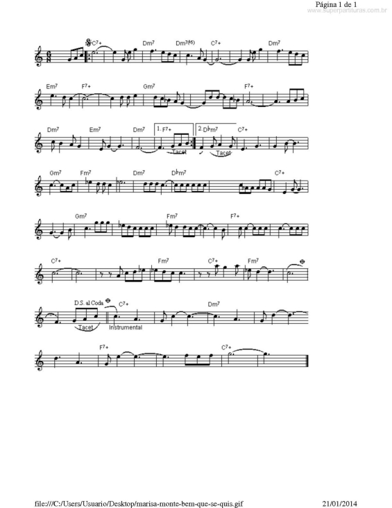 Partitura da música Bem Que Se Quis