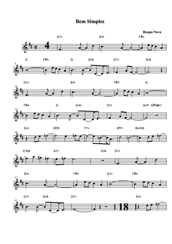 Partitura da música Bem Simples