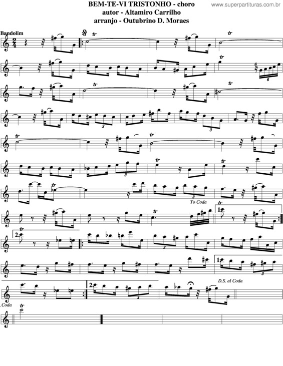Partitura da música Bem-Te-Vi Tristonho v.3