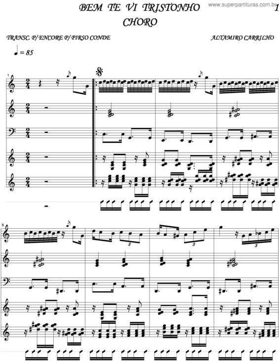 Partitura da música Bem Te Vi Tristonho