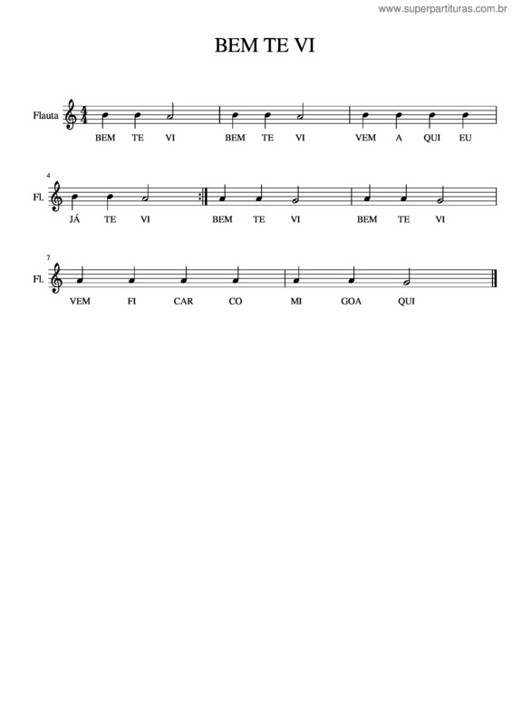 Partitura da música Bem Te Vi v.4