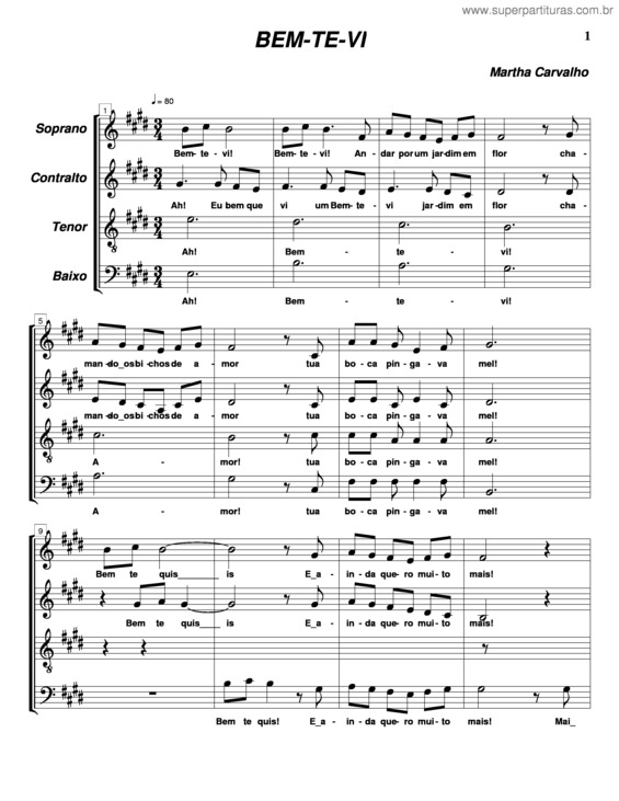 Partitura da música Bem-Te-Vi