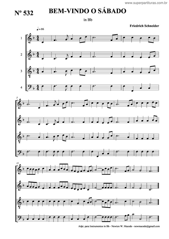 Partitura da música Bem-Vindo O Sábado v.2