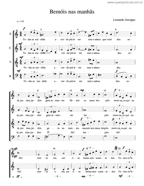 Partitura da música Bemóis Nas Manhãs