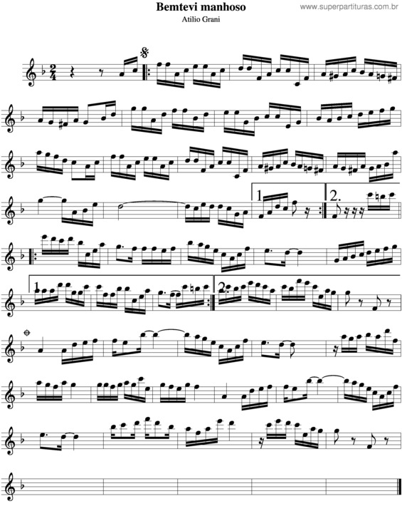 Partitura da música Bemtevi Manhoso