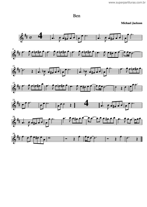 Partitura da música Ben v.10