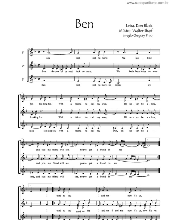 Partitura da música Ben v.2