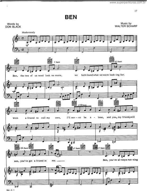 Partitura da música Ben v.3