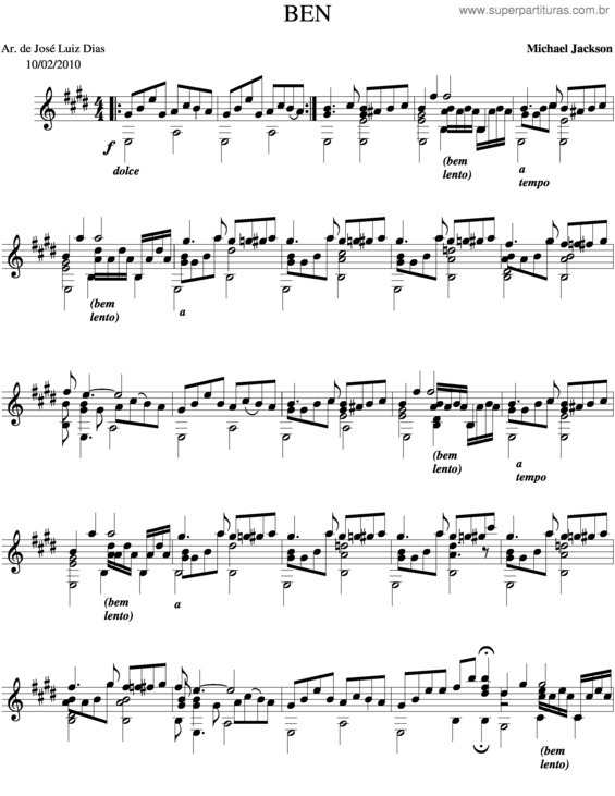 Partitura da música Ben v.5