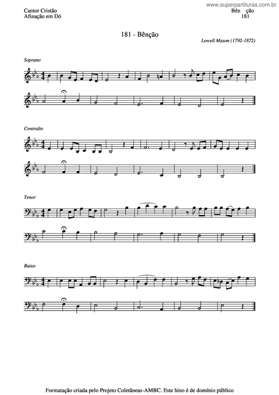 Partitura da música Bênção v.5