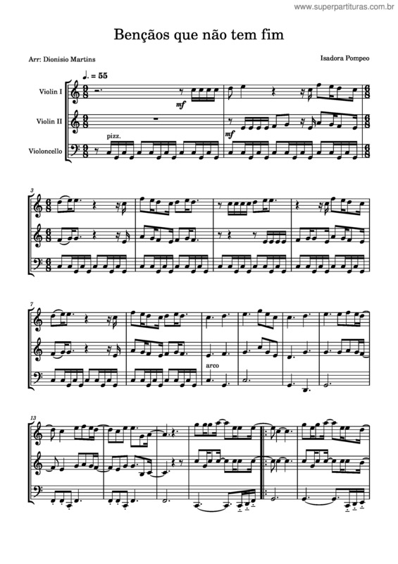Partitura da música Bençãos Que Não Tem Fim – Isador Pompeo