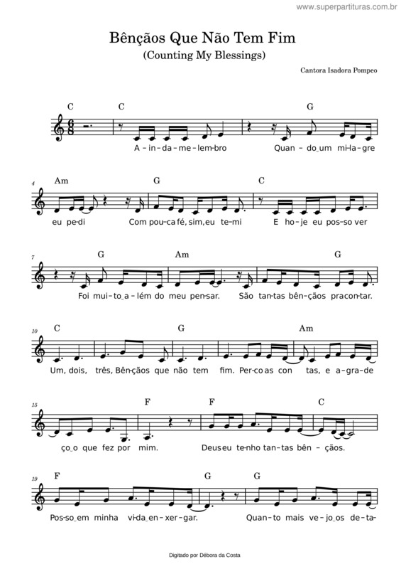 Partitura da música Bênçãos Que Não Tem Fim – Isadora_Pompeo.Mscz