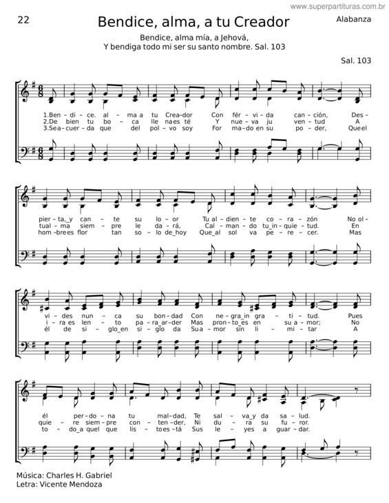 Partitura da música Bendice, Alma, A Tu Creador