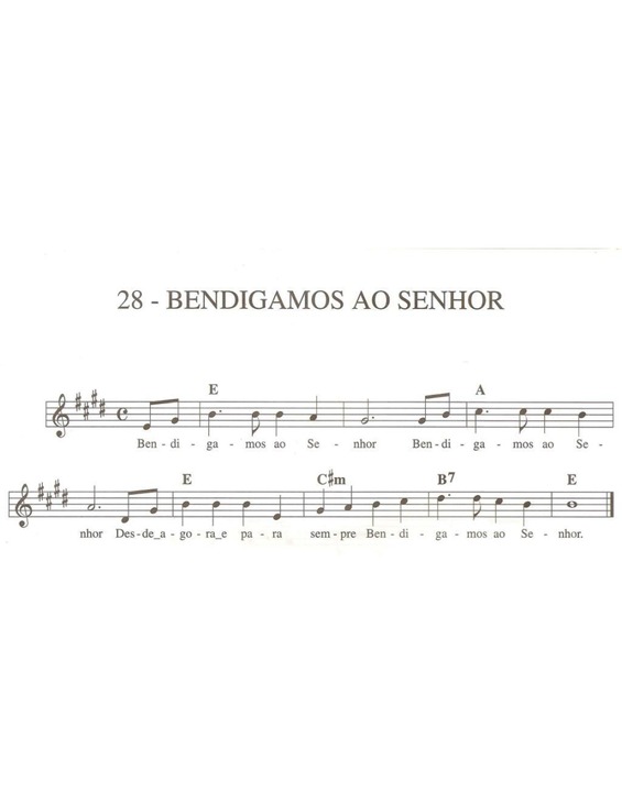 Partitura da música Bendigamos ao Senhor