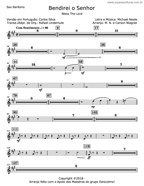Partitura da música Bendirei O Senhor – Michael Neale