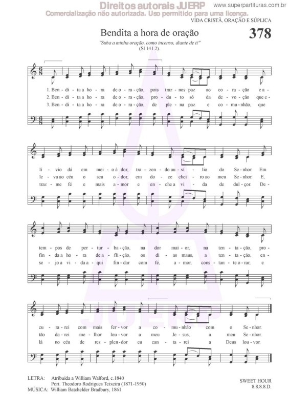 Partitura da música Bendita A Hora De Oração - 378 HCC v.2