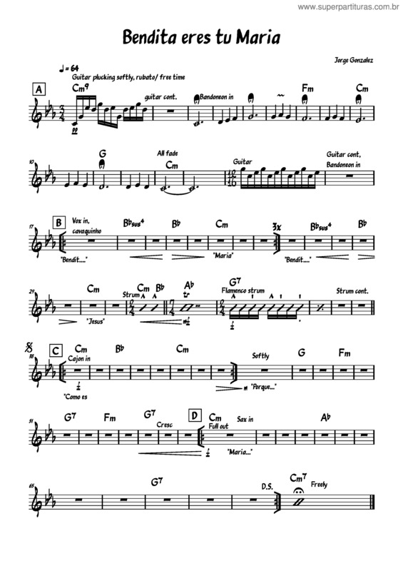 Partitura da música Bendita Eres Tu, Maria – Kiko Argüello Bendita Eres Tu Maria