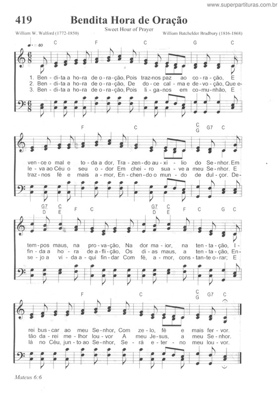 Partitura da música Bendita Hora De Oração
