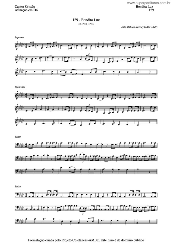 Partitura da música Bendita Luz v.2