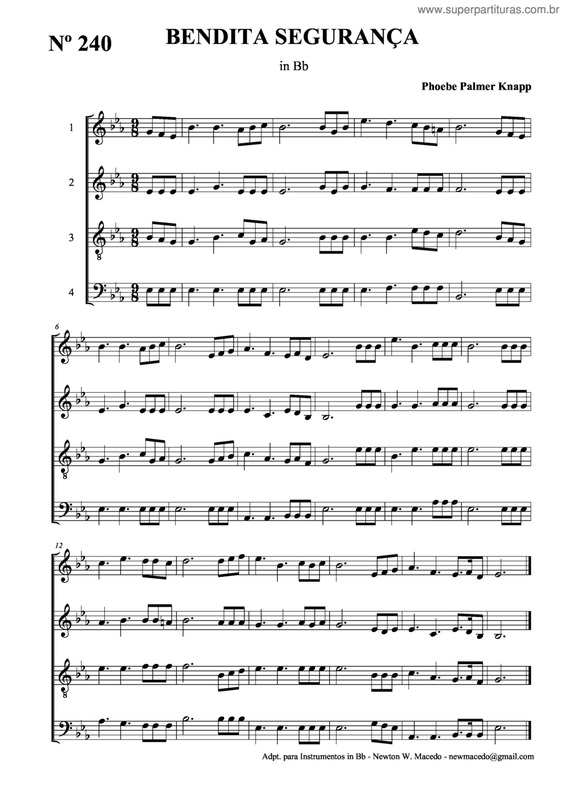 Partitura da música Bendita Segurança v.3