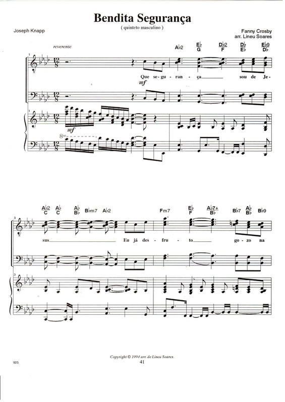 Partitura da música Bendita Segurança v.4