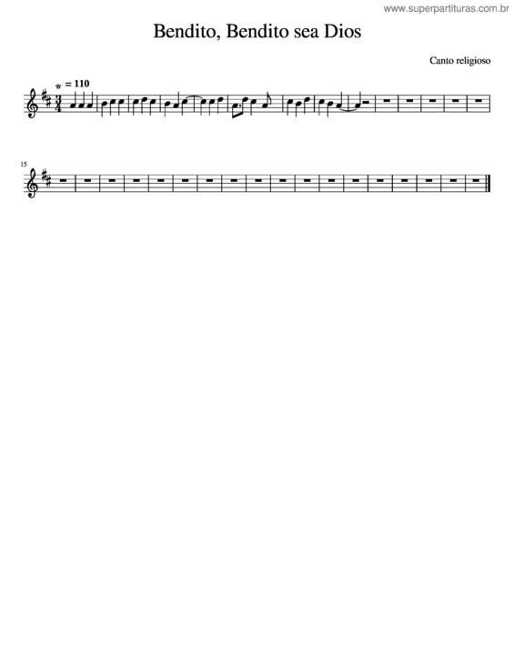 Partitura da música Bendito,_Bendito_Sea_Dios