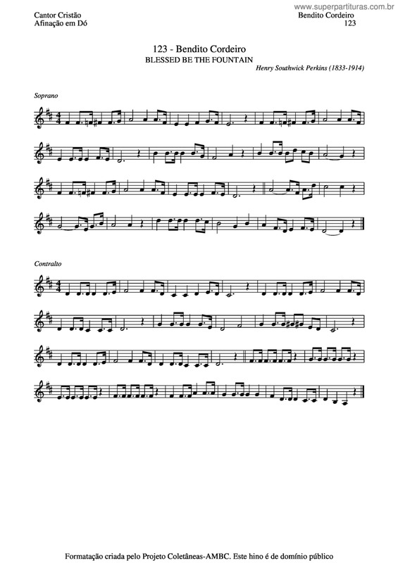 Partitura da música Bendito Cordeiro v.2