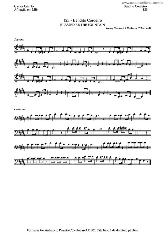 Partitura da música Bendito Cordeiro v.4