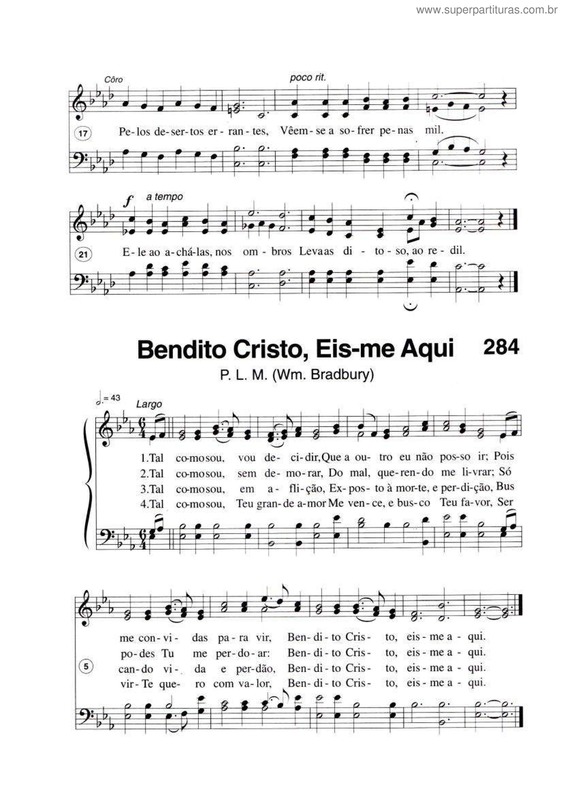 Partitura da música Bendito Cristo, Eis-Me Aqui