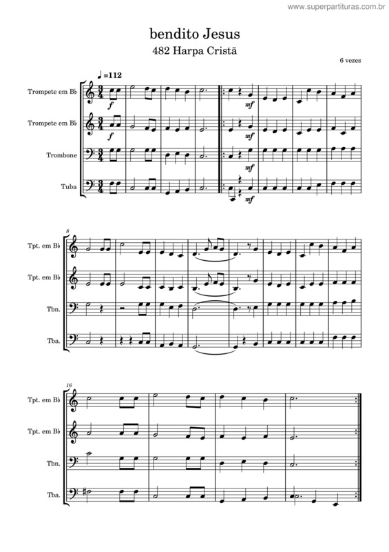 Partitura da música Bendito Jesus v.3