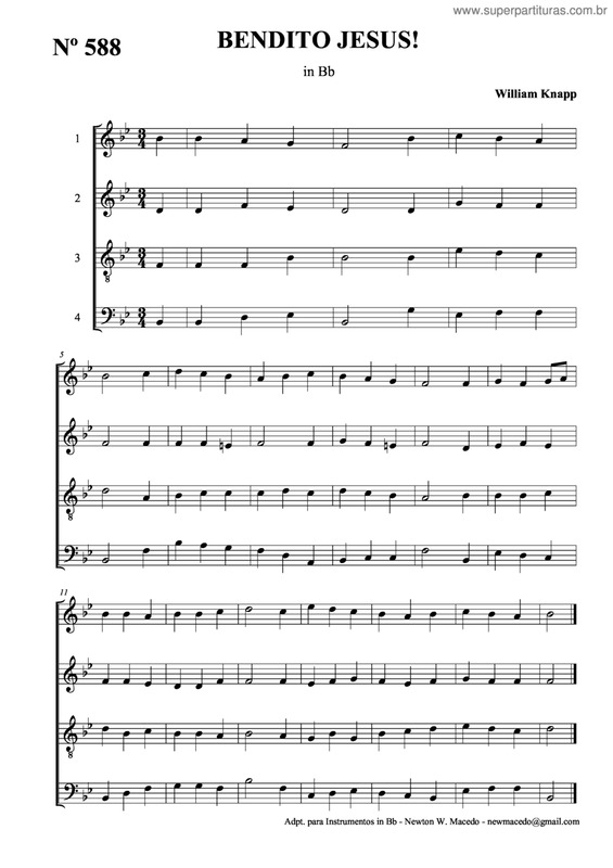 Partitura da música Bendito Jesus