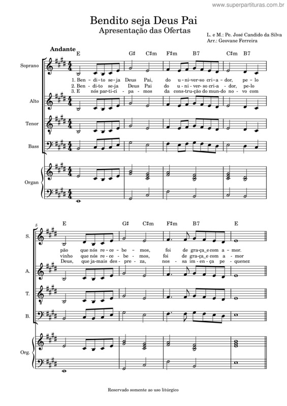 Partitura da música Bendito Seja Deus Pai v.2